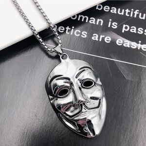 Brand New 3D Mask Silver Necklace